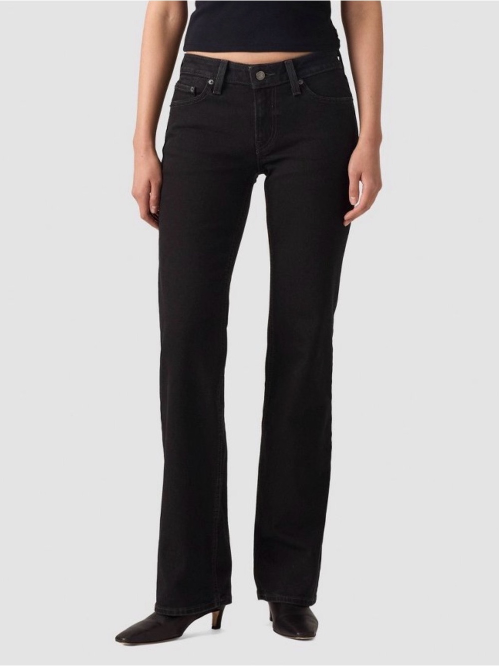 NWT Levi's Superlow Bootcut Black Jeans Size 29x32 Low Rise Stretch Denim